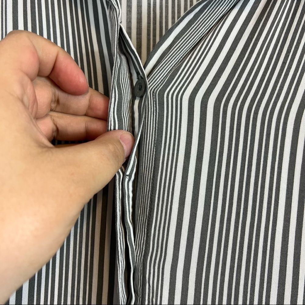 Torrid Grey Stripe Twill Button Front Shirred Bab… - image 7